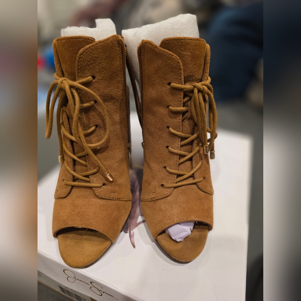 Jessica Simpson Suede Klaya Open Toe Booties